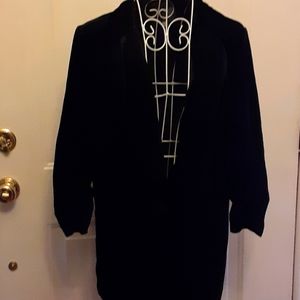 Charlotte Russe black velvet fully lined 1 button jacket 2 front pockets…L EUC